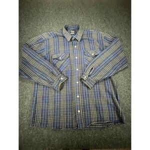 Vintage CODET Flannel Shirt Mens Blue Green Plaid Long Sleeve Button Up Retro